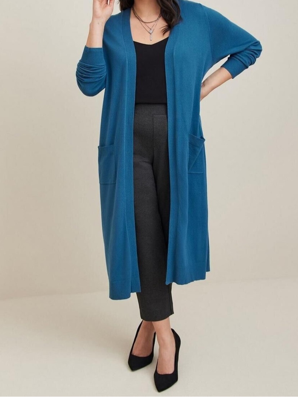 Torrid Dark Blue Everyday Soft Duster Open Front Long Cardigan, Size 1x